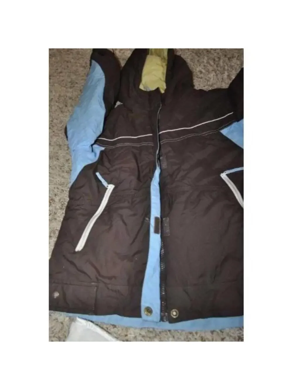 Columbia Winter Jacket Boys 14/16 Blue Brown Hooded Water Resistant Snow Ski
